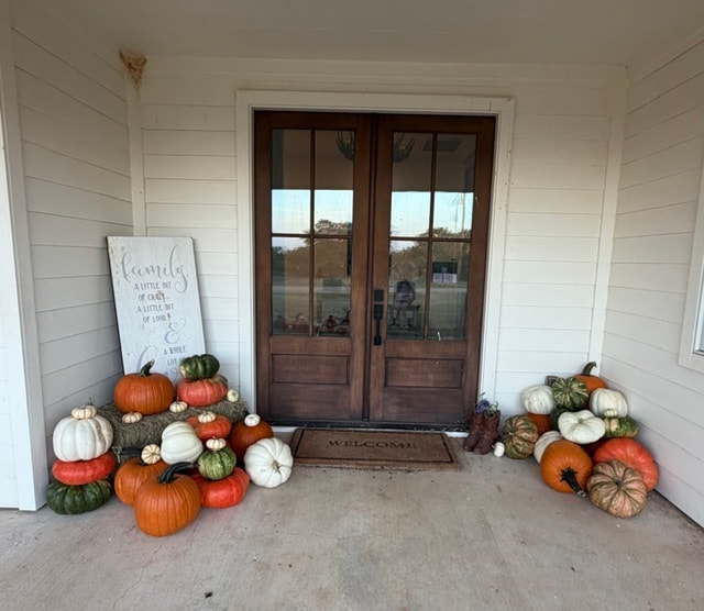 Gather Collection harvest styling along a front doorway
