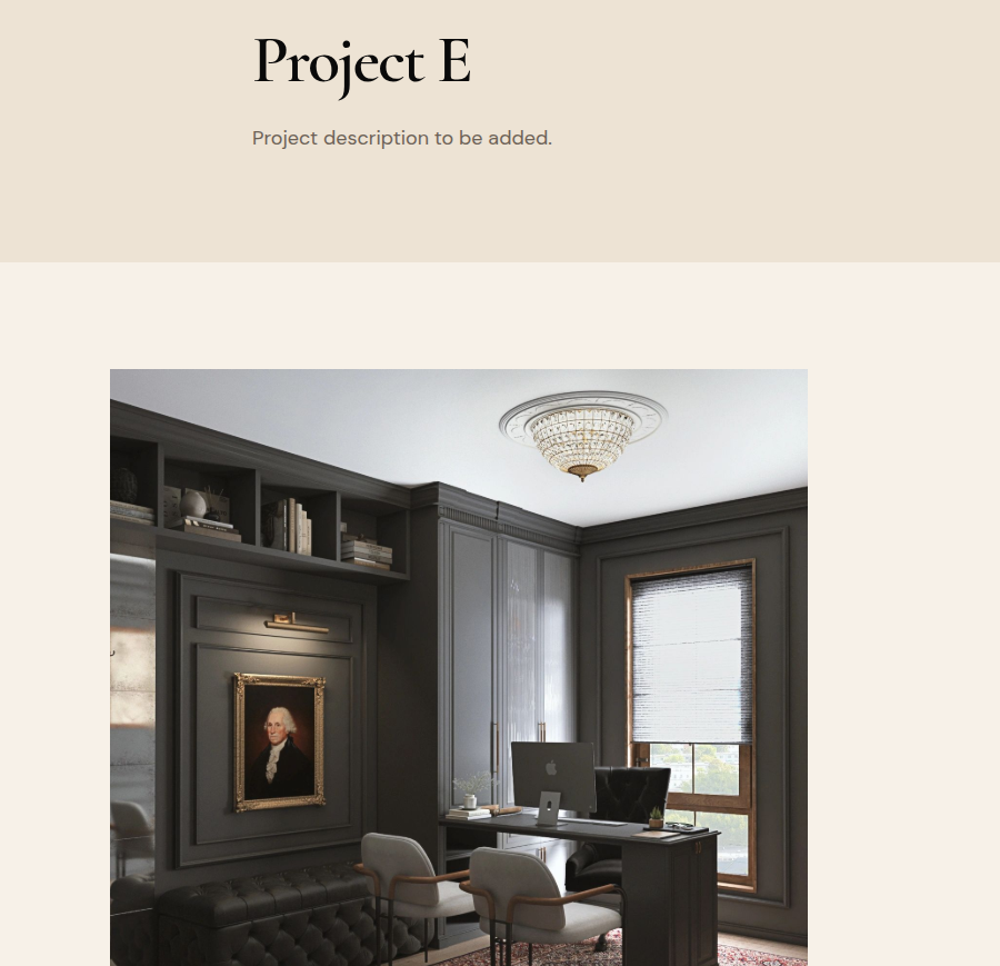 Elegant dark home office rendering