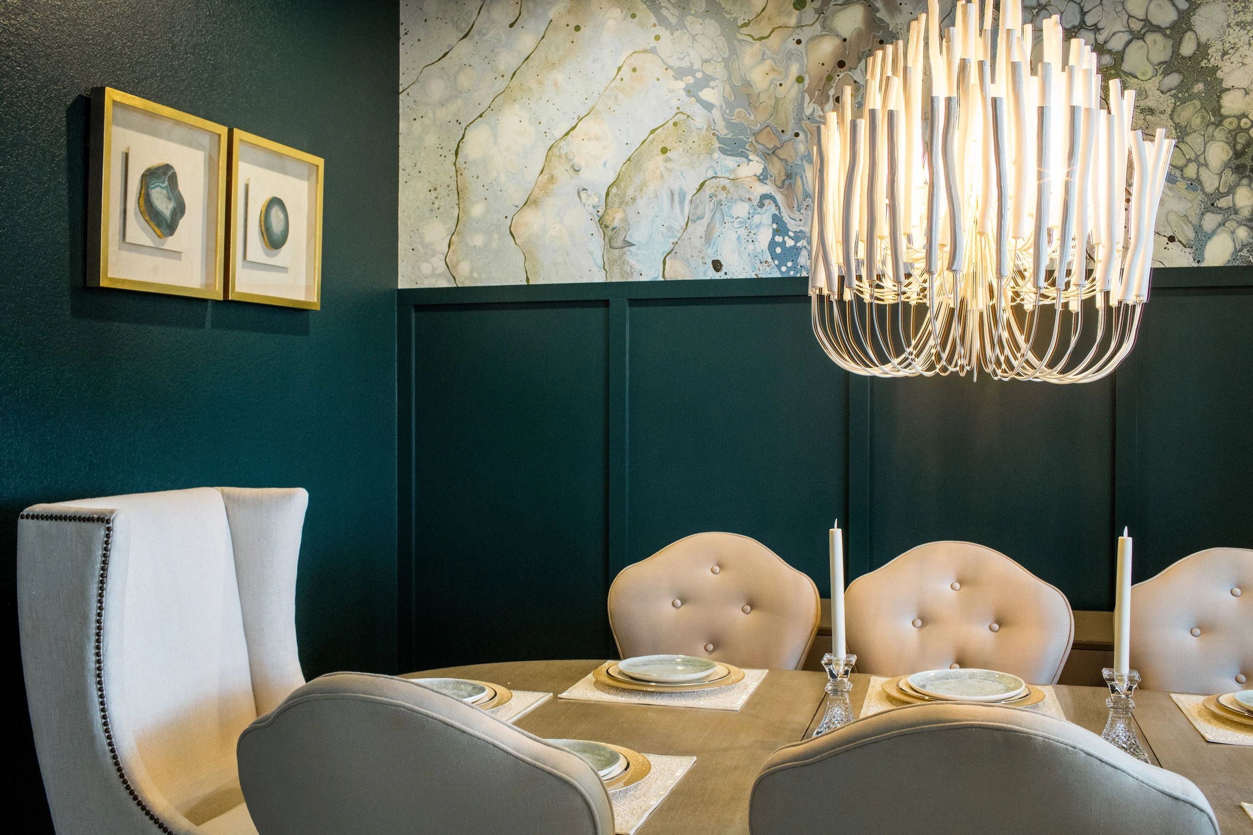 Lake Travis Project dining table with light